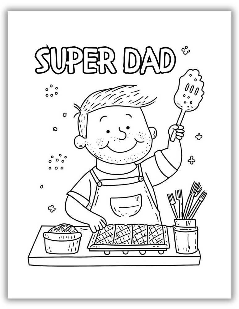 Cute Father's Day coloring pages PDF - Super Dad