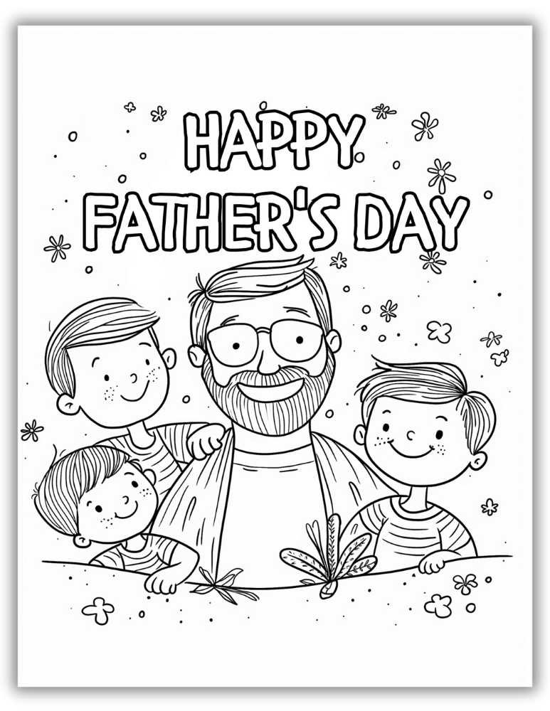 Heartwarming Happy Father's Day coloring page PDF