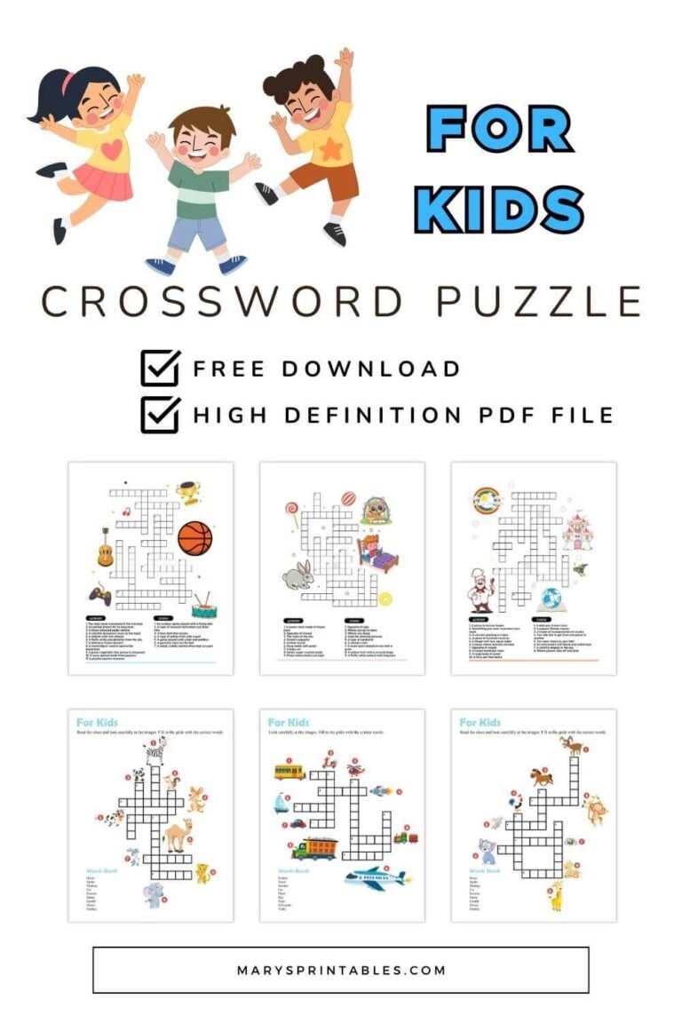 Printable Crossword Puzzles for Kids: Fun and Free