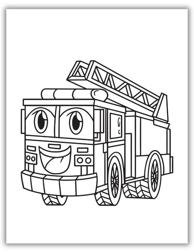 Printable fire truck coloring sheet