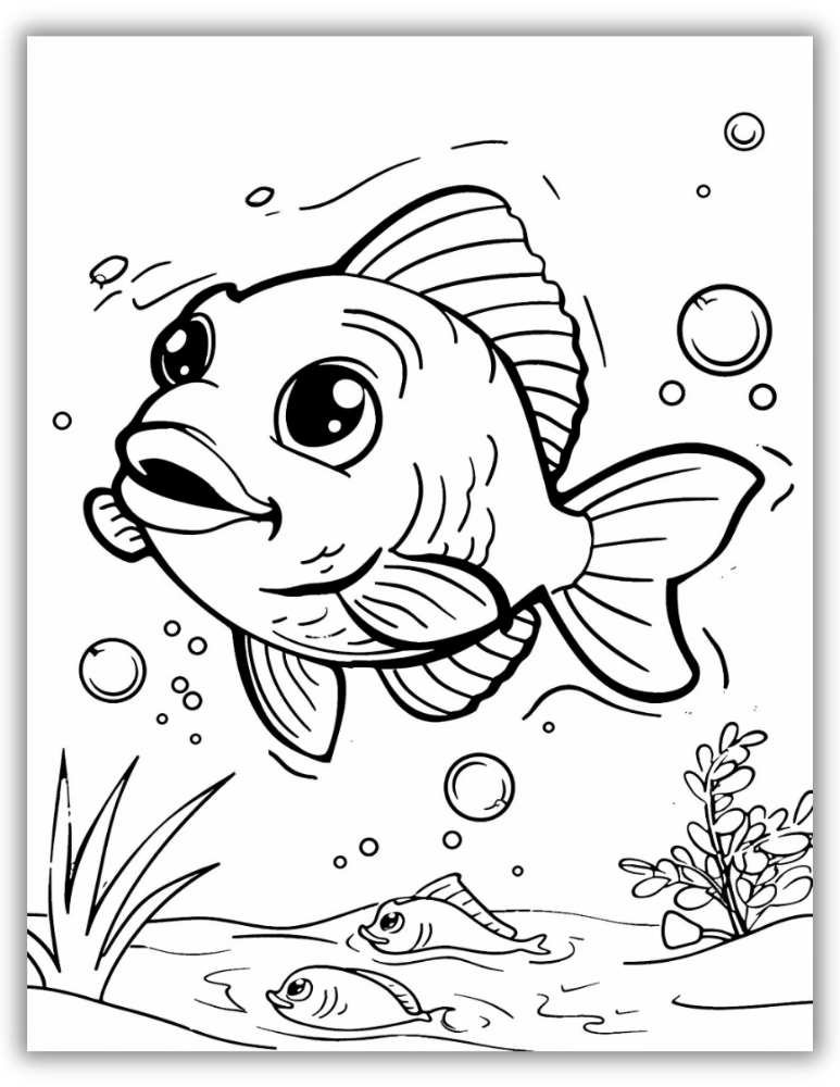 Fish coloring page PDF