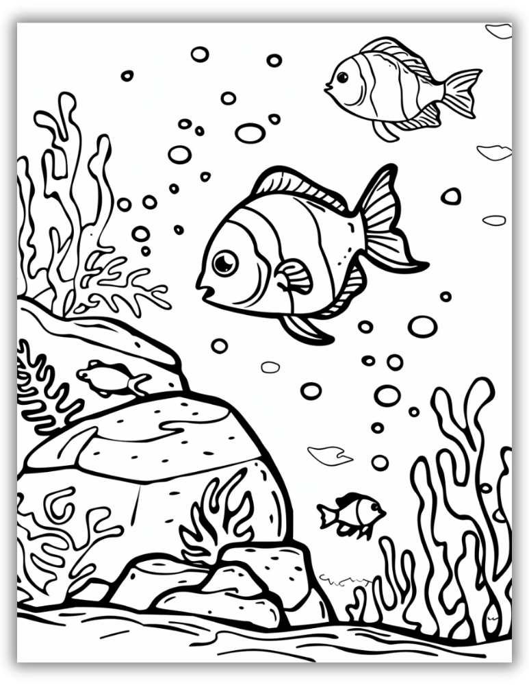 Printable fish coloring page underwater