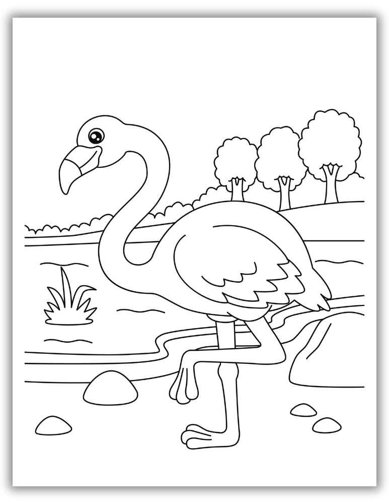 Flamingo coloring page PDF