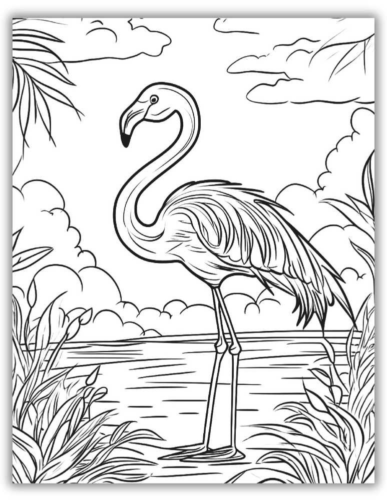 Printable flamingo coloring page
