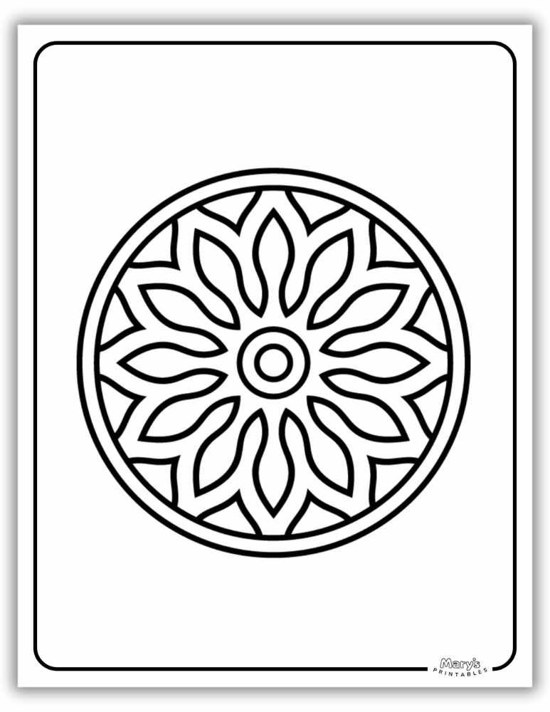 Abstract art mandala printable with bold geometric symmetry.