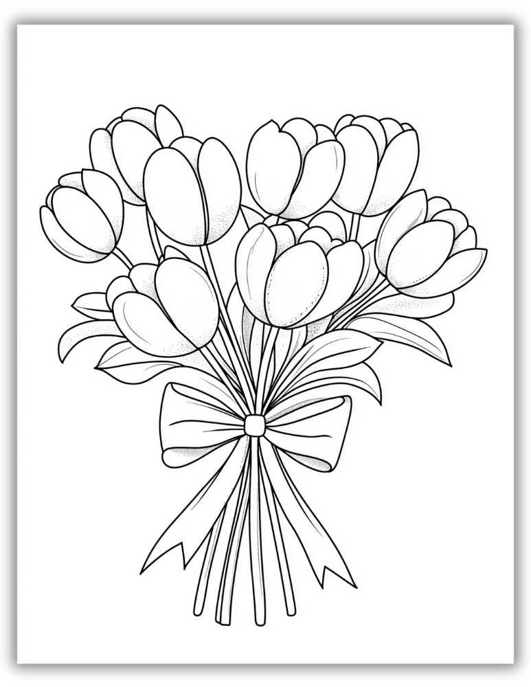 Floral coloring page for kids