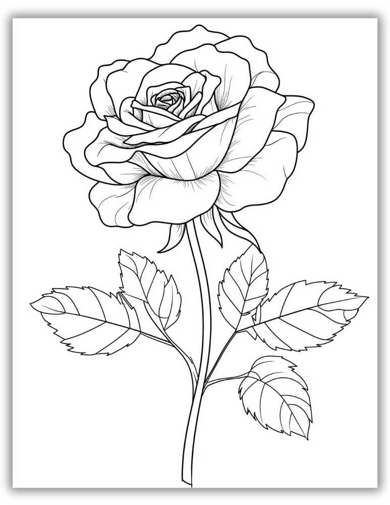 Beautiful Rose Flower Coloring Page for Free