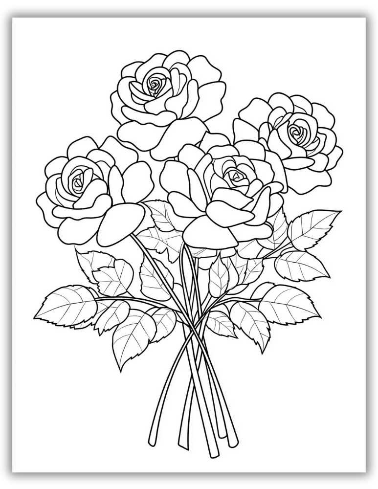 Bunch of rose flowers coloring page