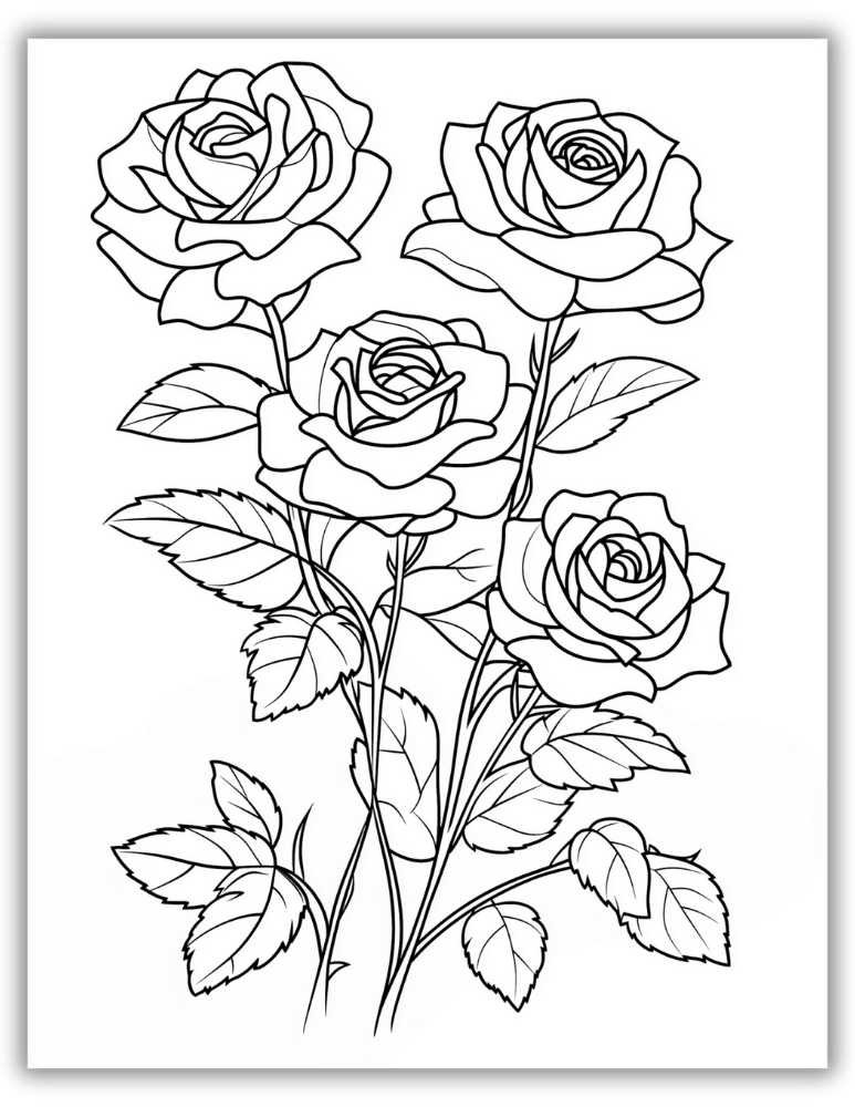 Rose Flowers Coloring Page Free PDF