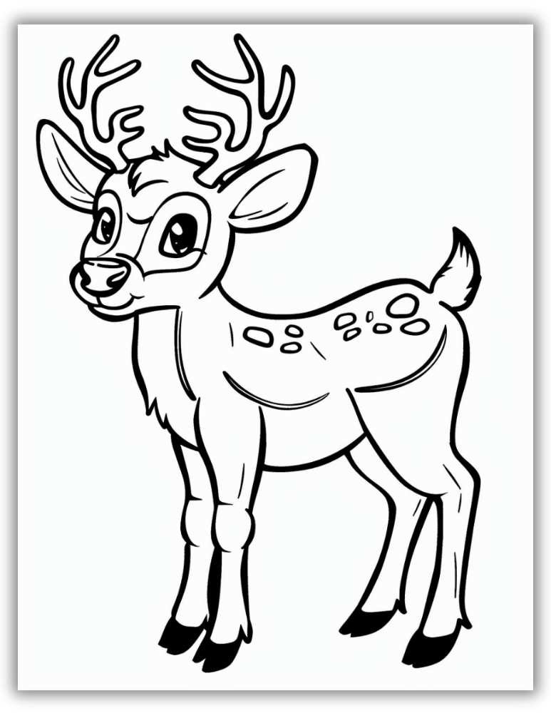 Cartoon deer coloring page
