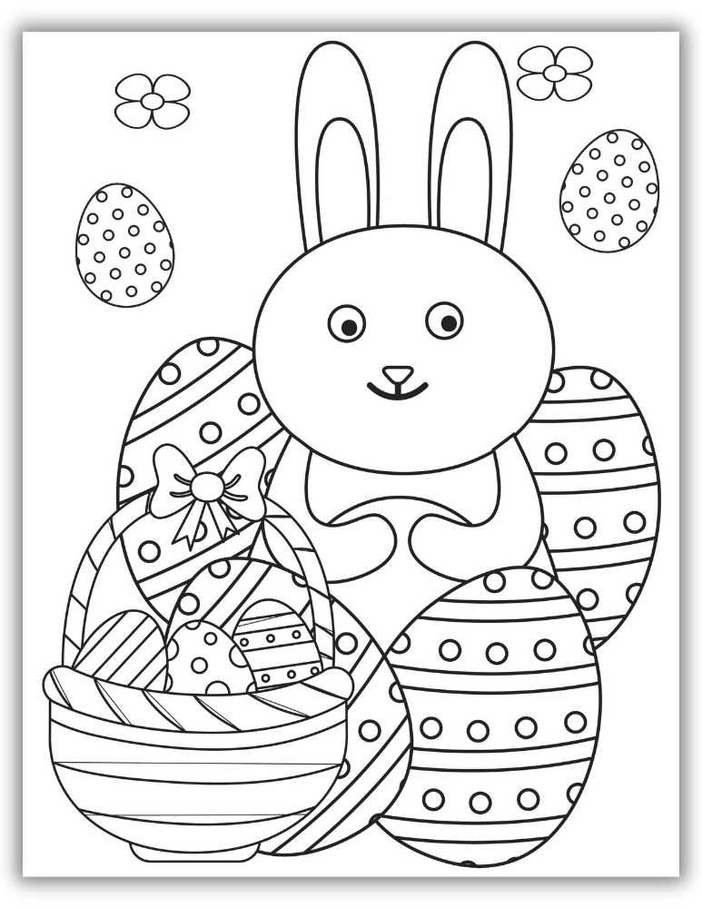 Printable Easter Eggs and bunny coloring pages free download