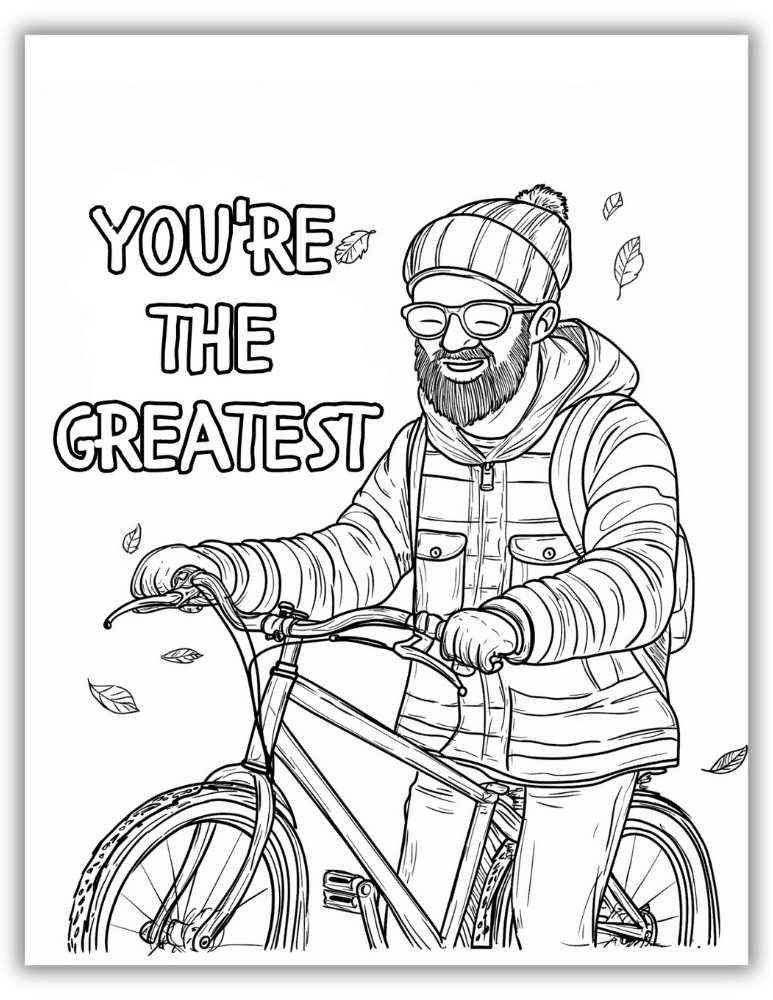 Best Father's Day coloring pages PDF download - with Father in Bicycle