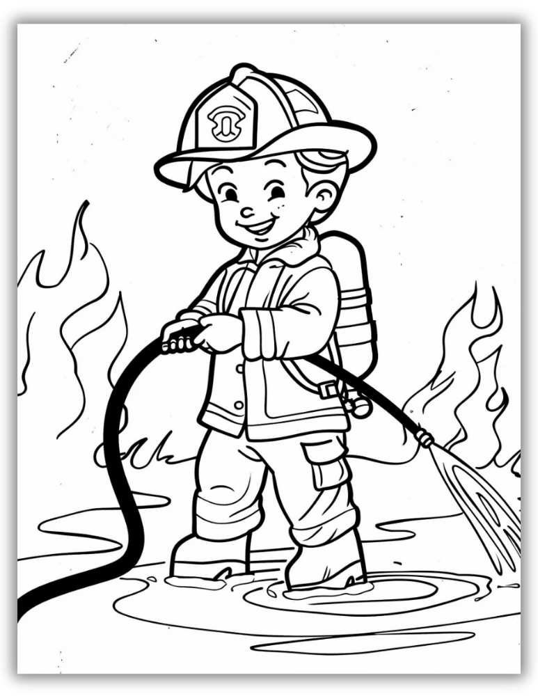One-page firefighter coloring printable for kids