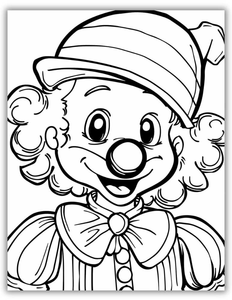 Clown with a funny hat coloring page