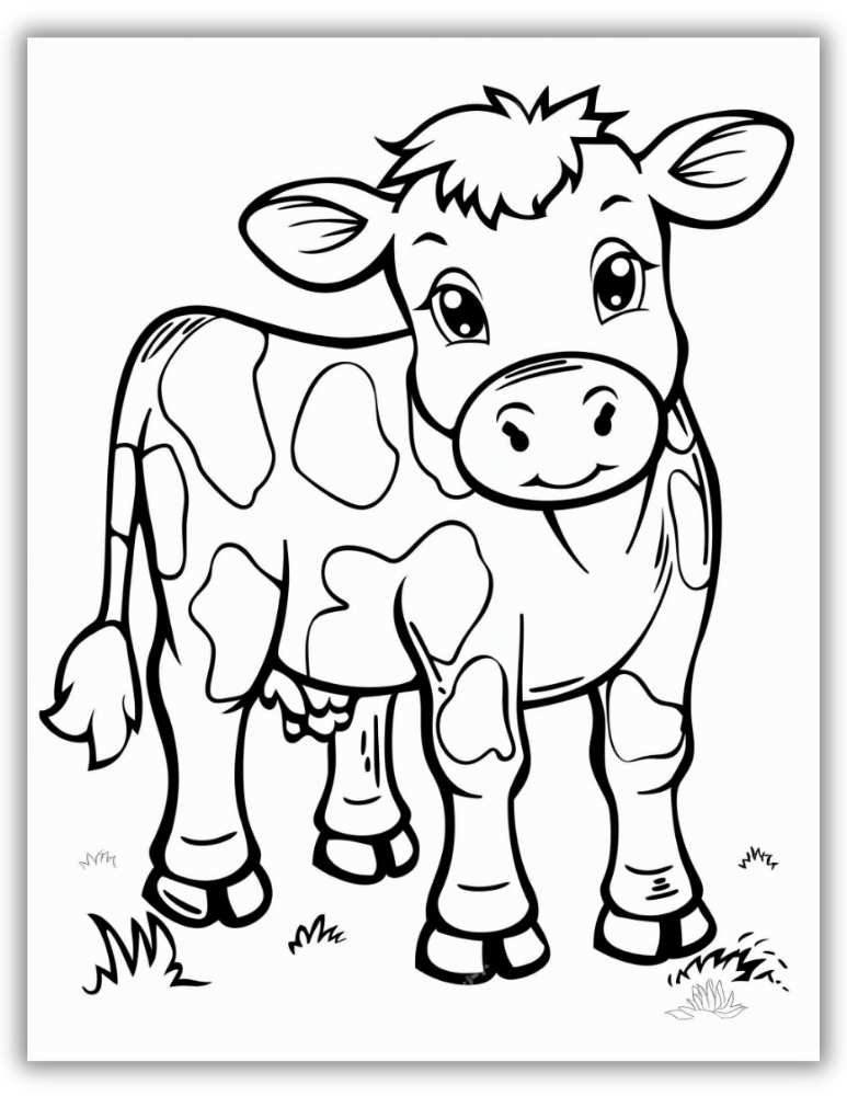 Cute cow coloring page