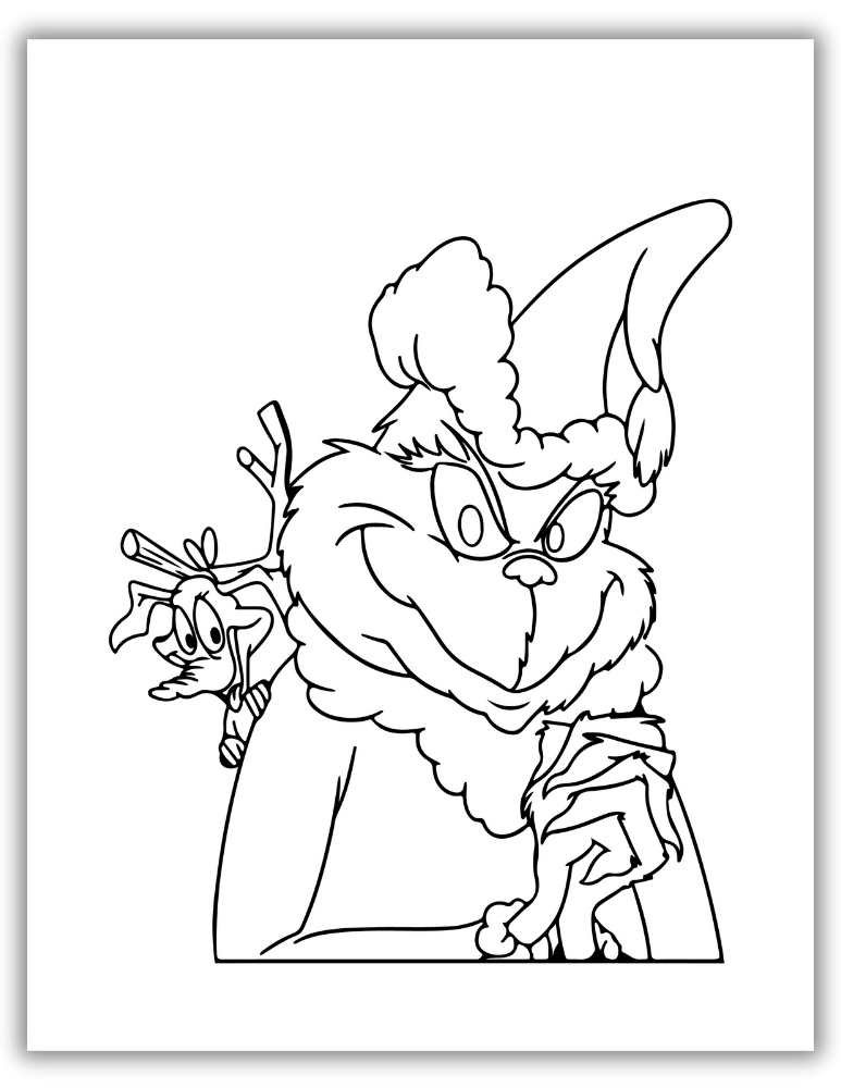 Grinch coloring page with dog Max
