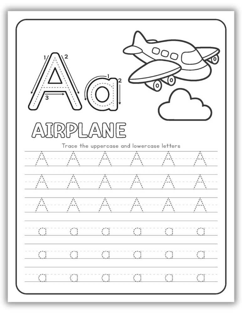 Printable Letter A Worksheet Tracing Airplane