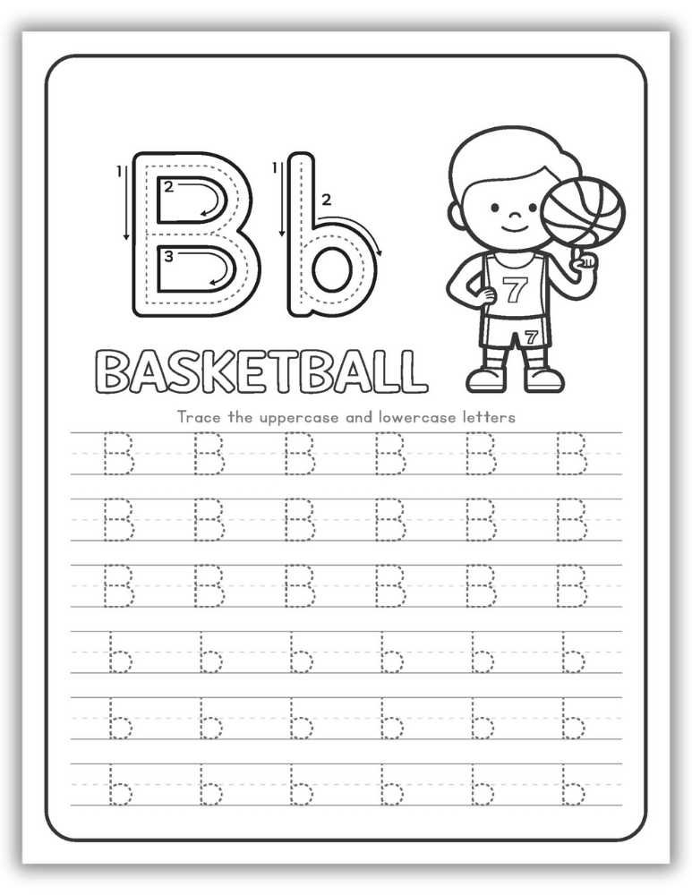 Printable Letter B Worksheet Tracing Basketball