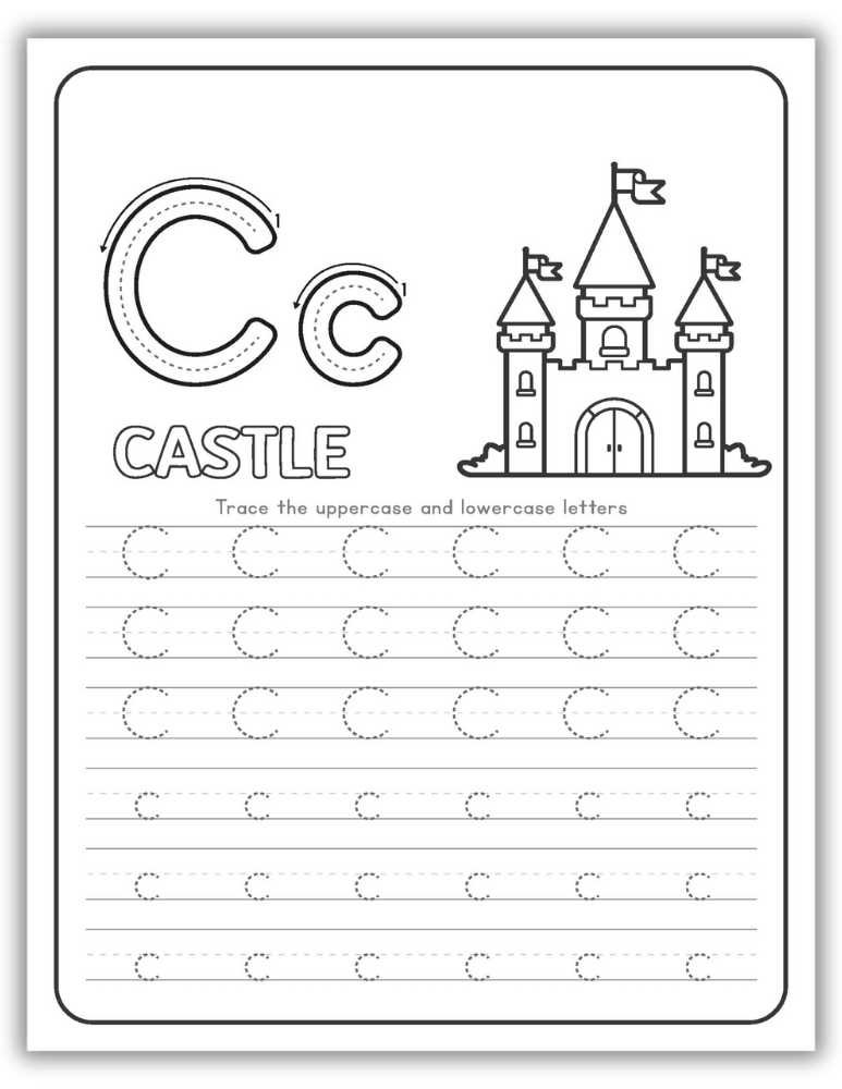 Printable Letter C Worksheet Tracing Castle