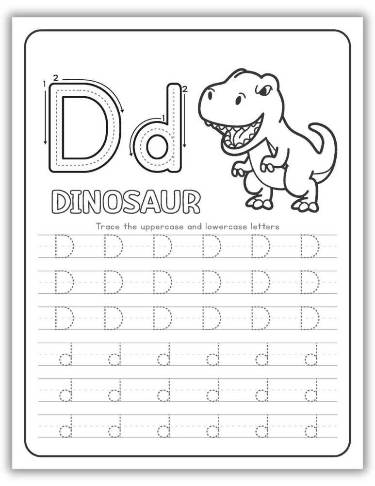 Printable Letter D Worksheet Tracing Dinosaur