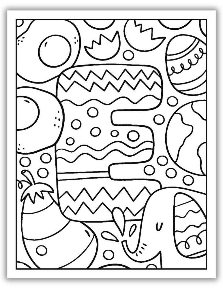 Printable Letter E Worksheet Complex Coloring Page