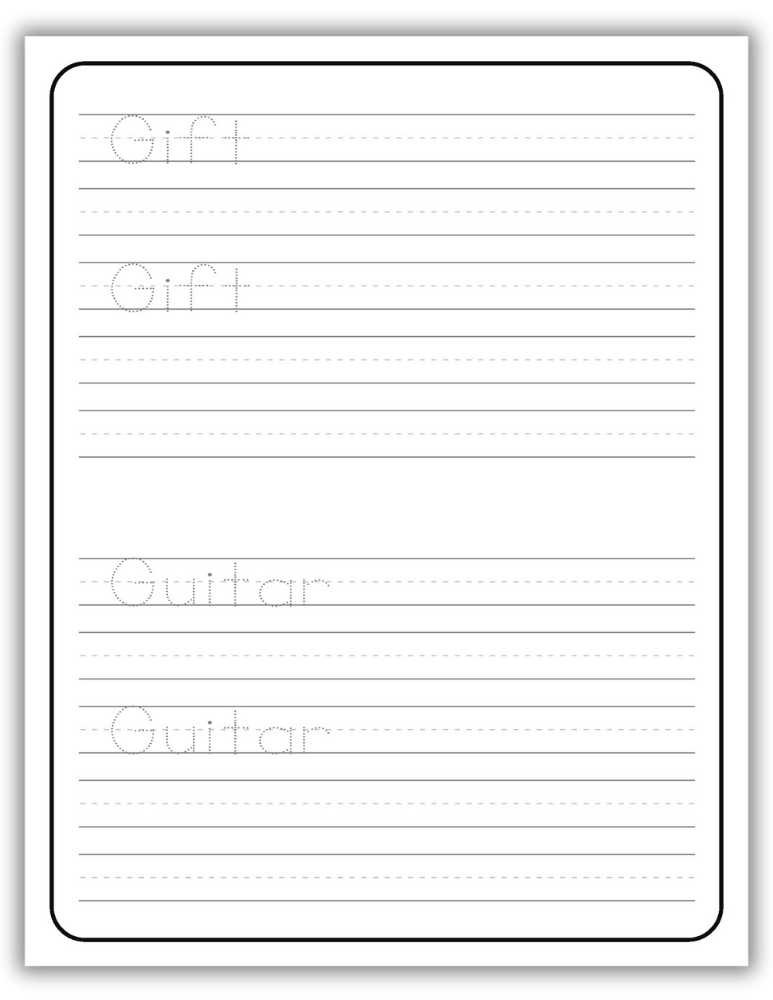 Printable Letter G Worksheet Tracing Words Gift and Guitar