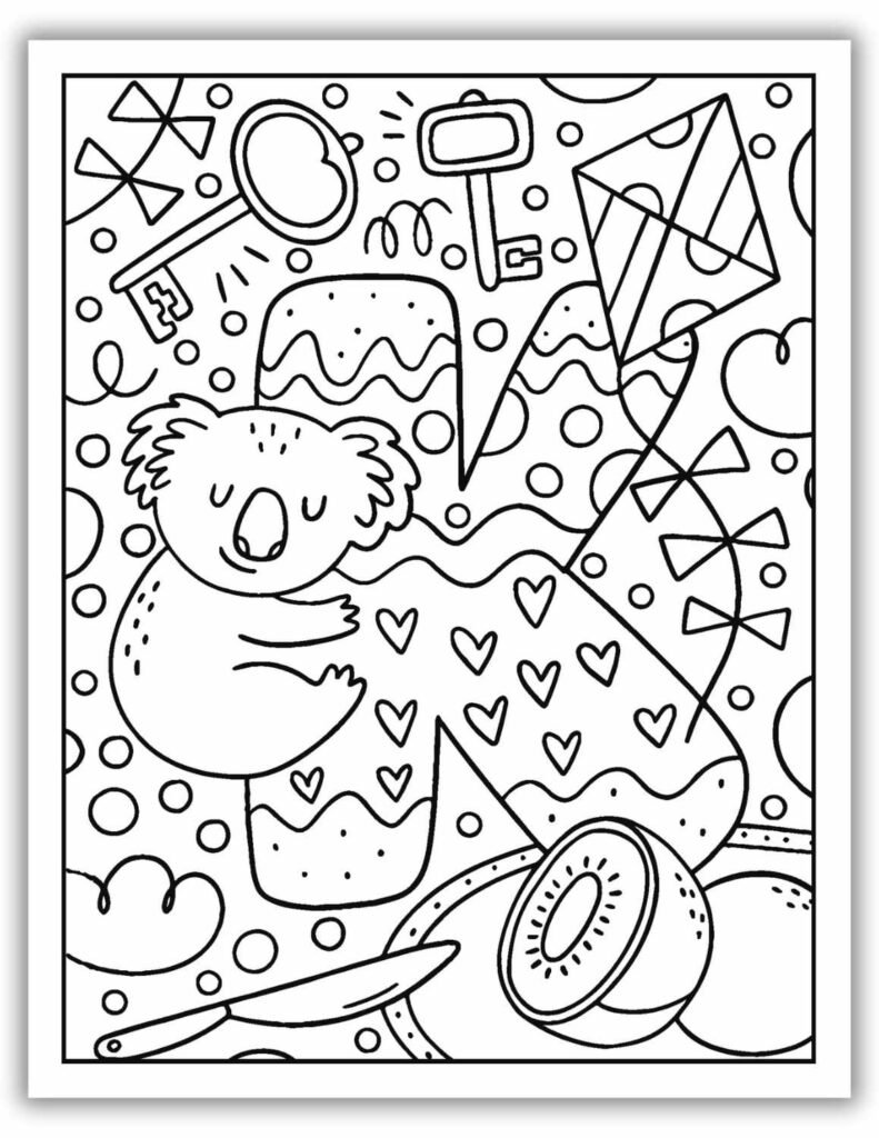 Printable Letter K Worksheet Complex Coloring Page