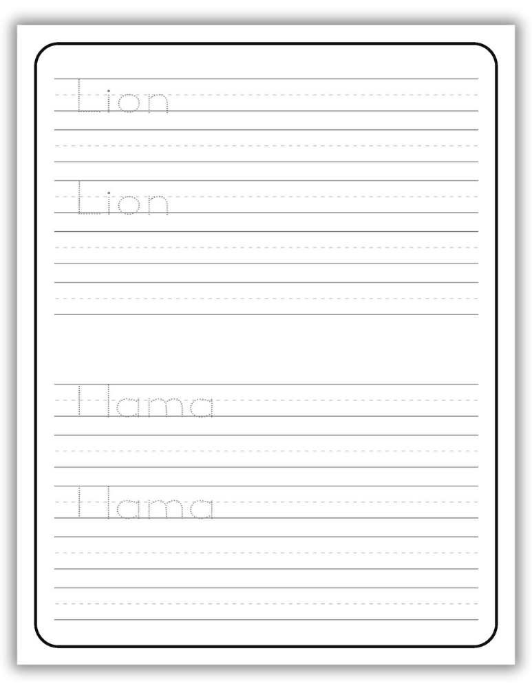 Printable Letter L Worksheet Tracing Words Lion and llama