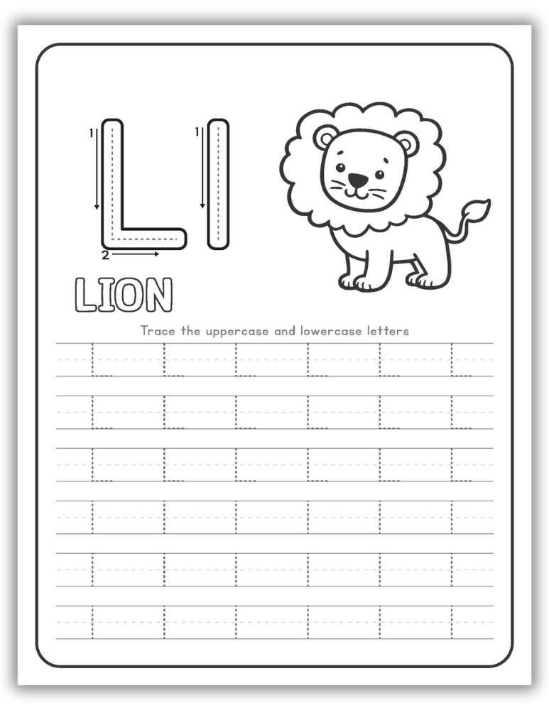 Printable Letter L Worksheet Tracing Lion
