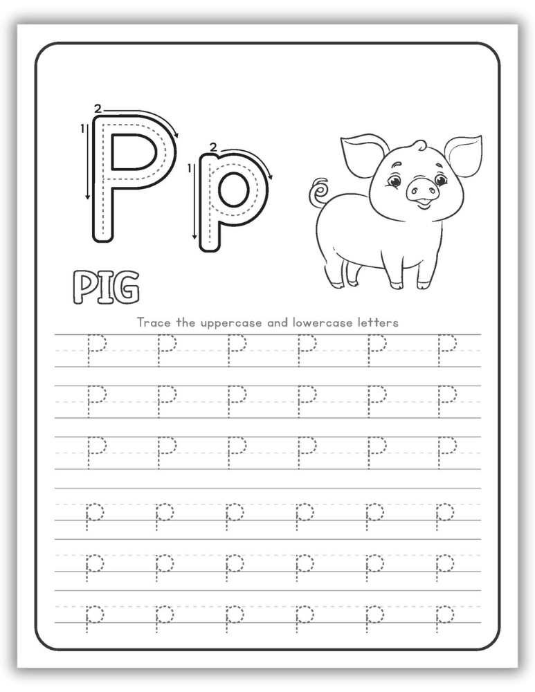 Printable Letter P Worksheet Tracing Pig
