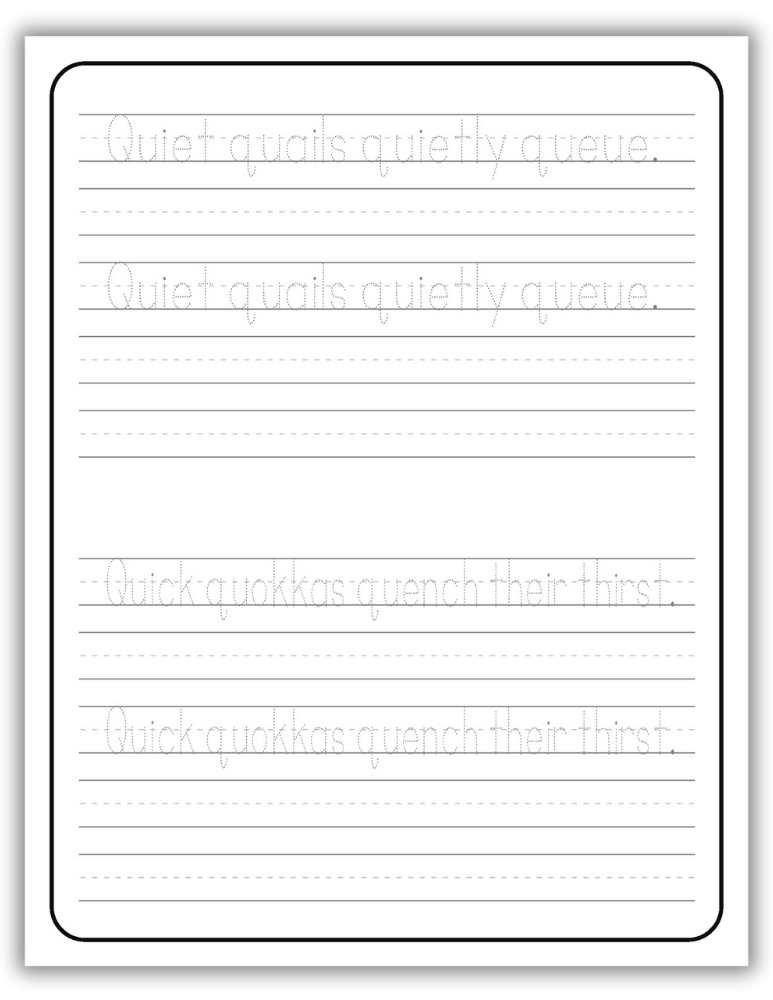 Printable Letter Q Worksheet Tracing Sentences