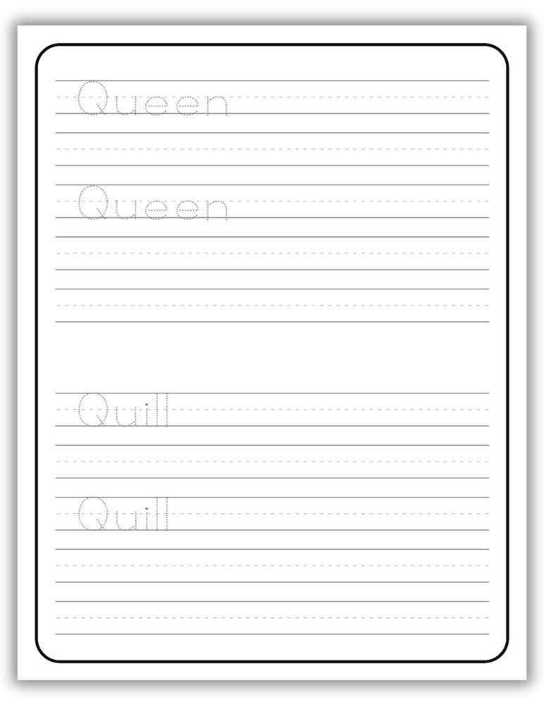 Printable Letter Q Worksheet Tracing Words Queen and Quill