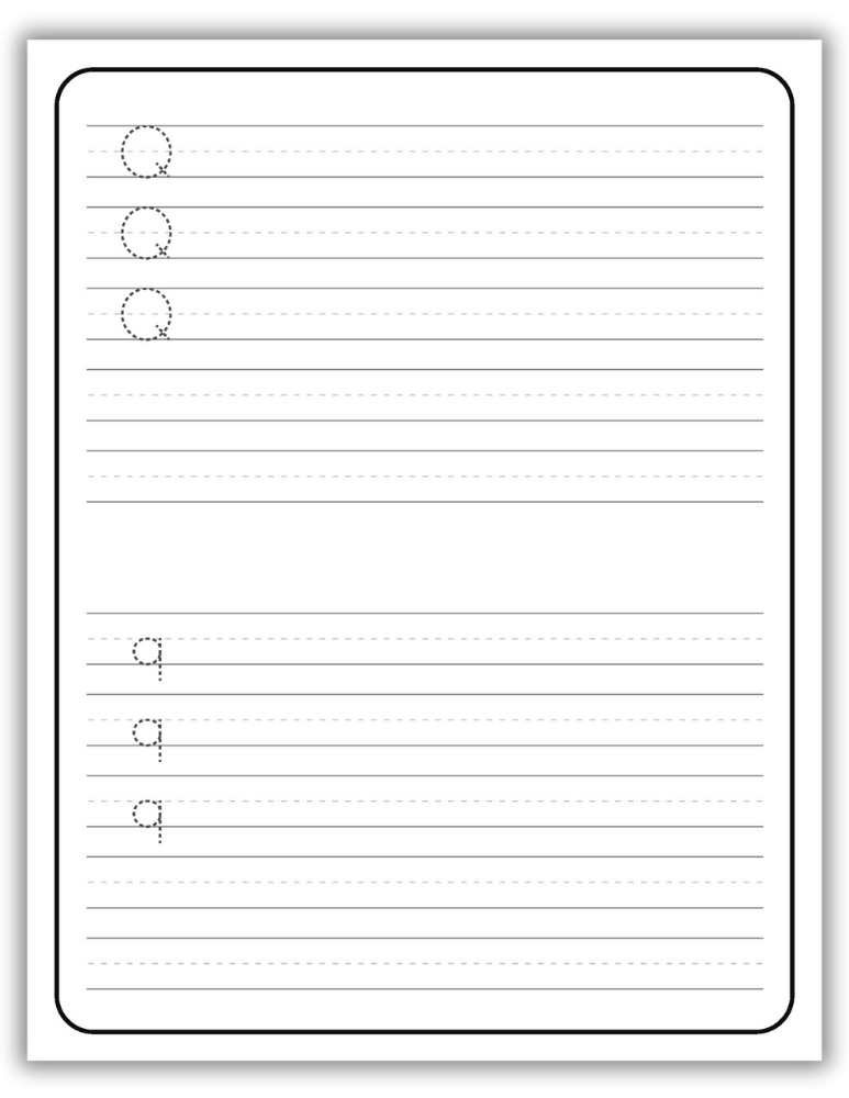 Printable Letter Q Worksheet Uppercase and Lowercase Tracing