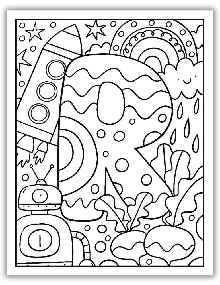 Printable Letter R Worksheet Complex Coloring Page
