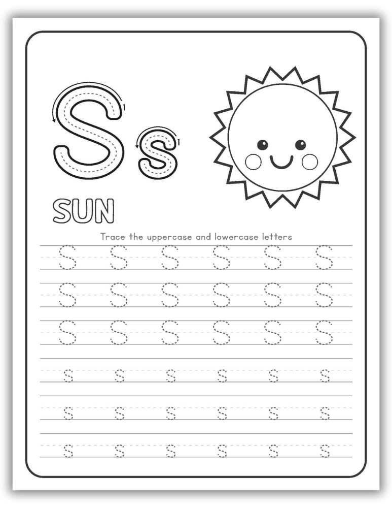 Printable Letter S Worksheet Tracing Sun