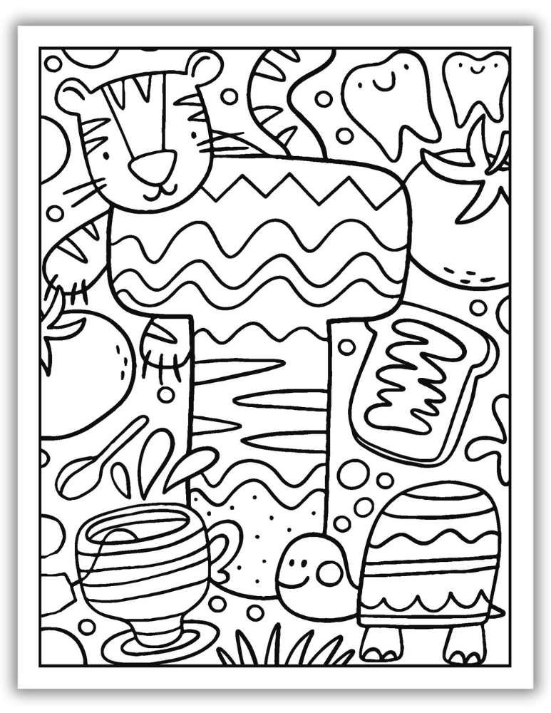 Printable Letter T Worksheet Complex Coloring Page