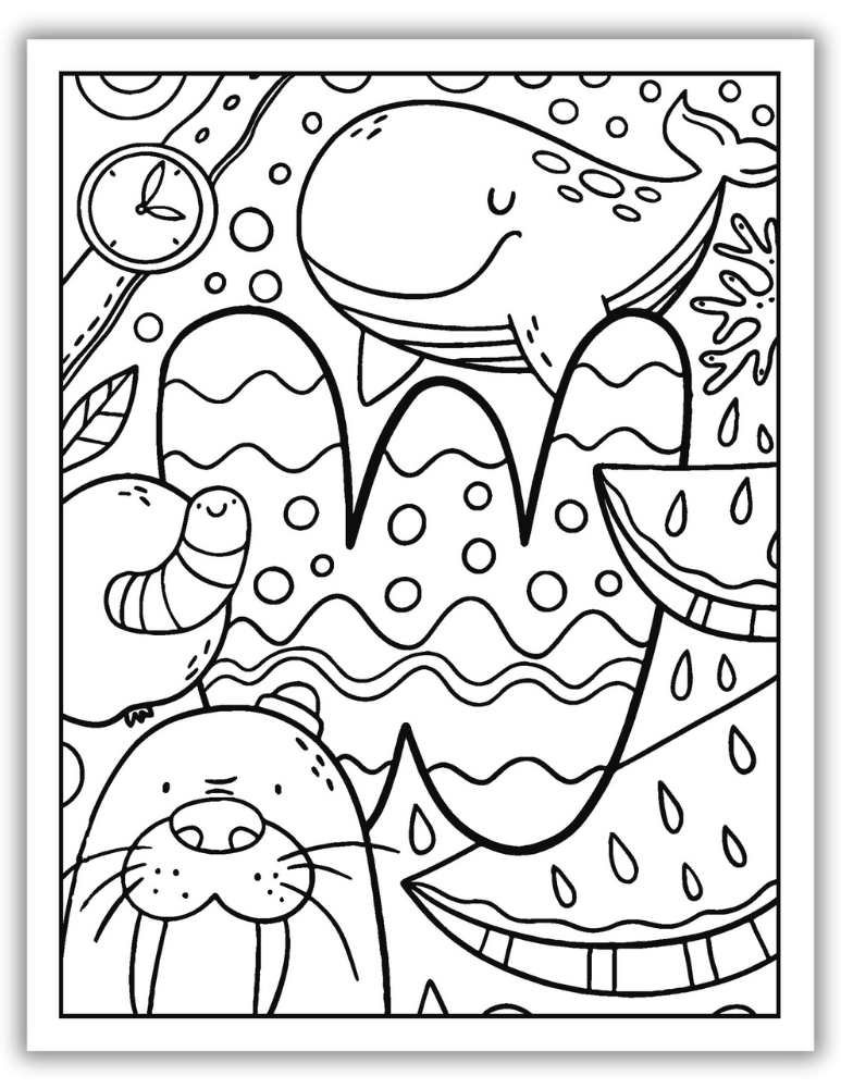 Printable Letter W Worksheet Complex Coloring Page