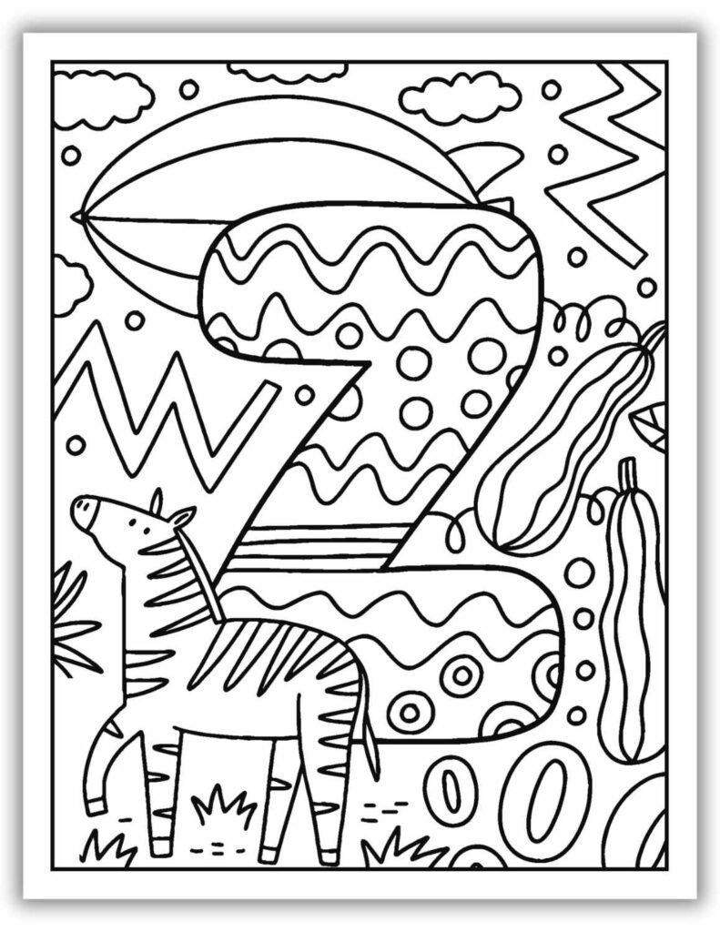 Printable Letter Z Worksheet Complex Coloring Page