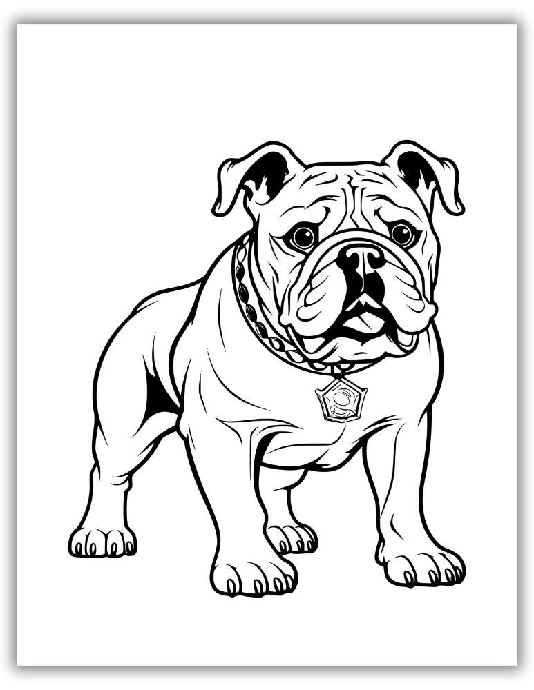 French Bulldog with a bone coloring sheet