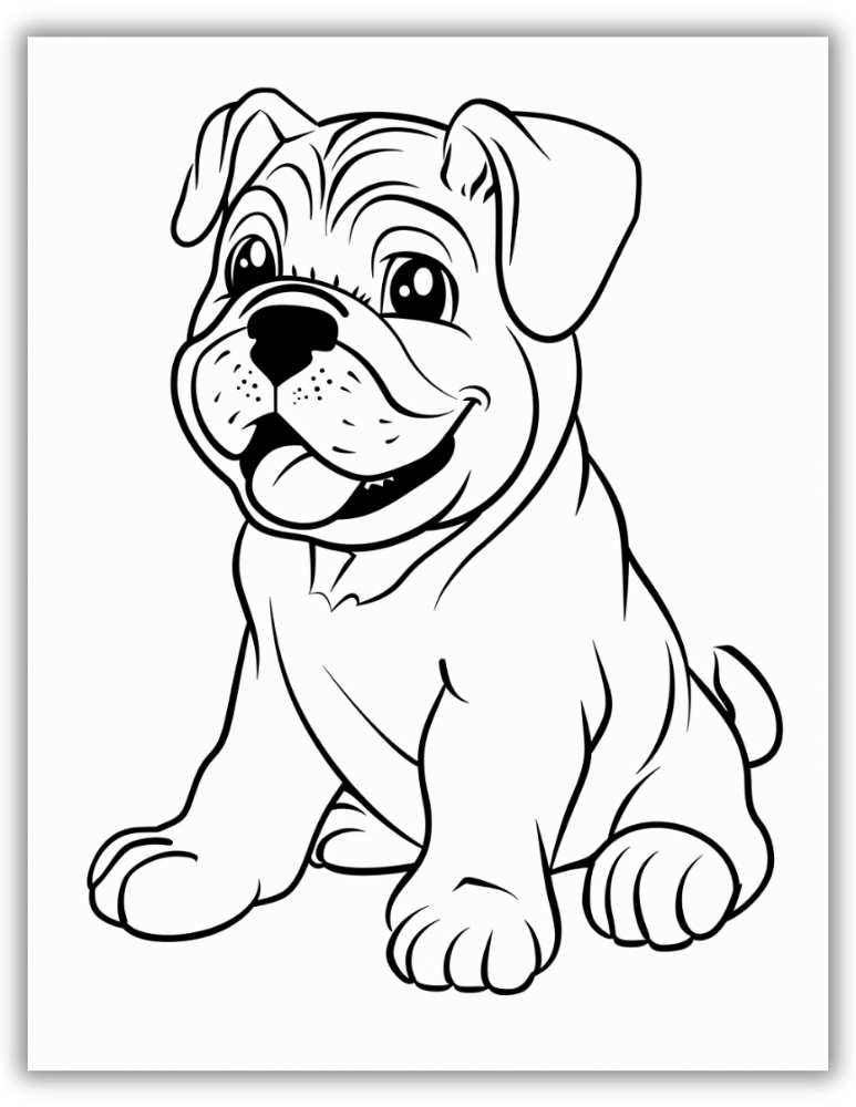 Cute French Bulldog coloring page for kids