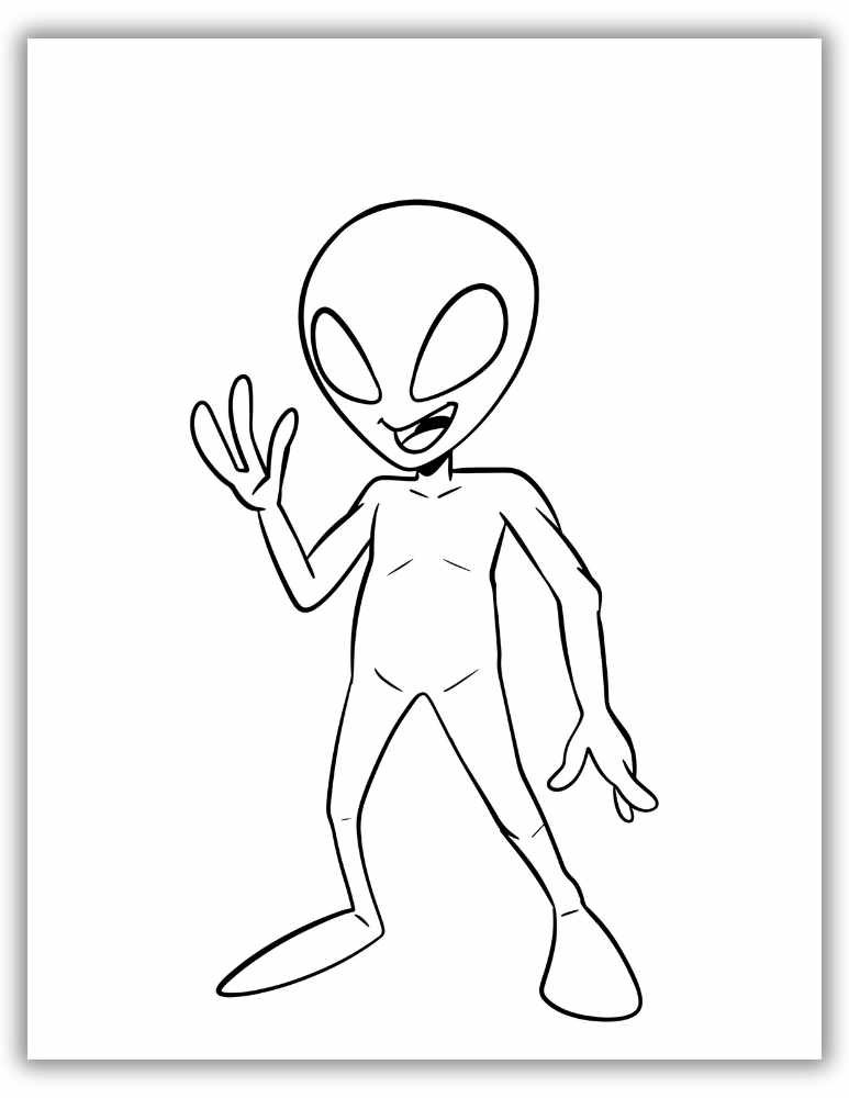 Funny Alien Coloring Page To Print