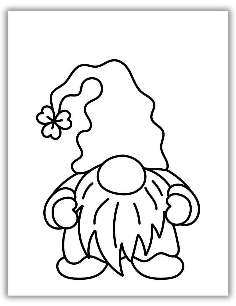 Simple outline gnome coloring page – easy for young kids to color