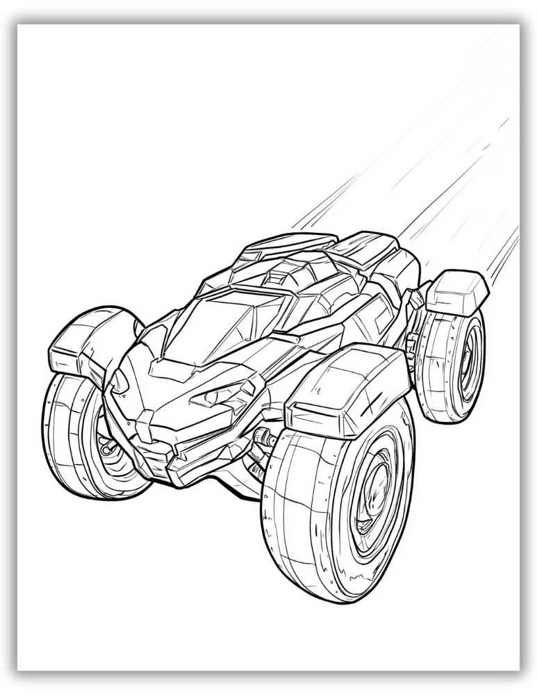 Futuristic Halo Warthog vehicle coloring page with angular details