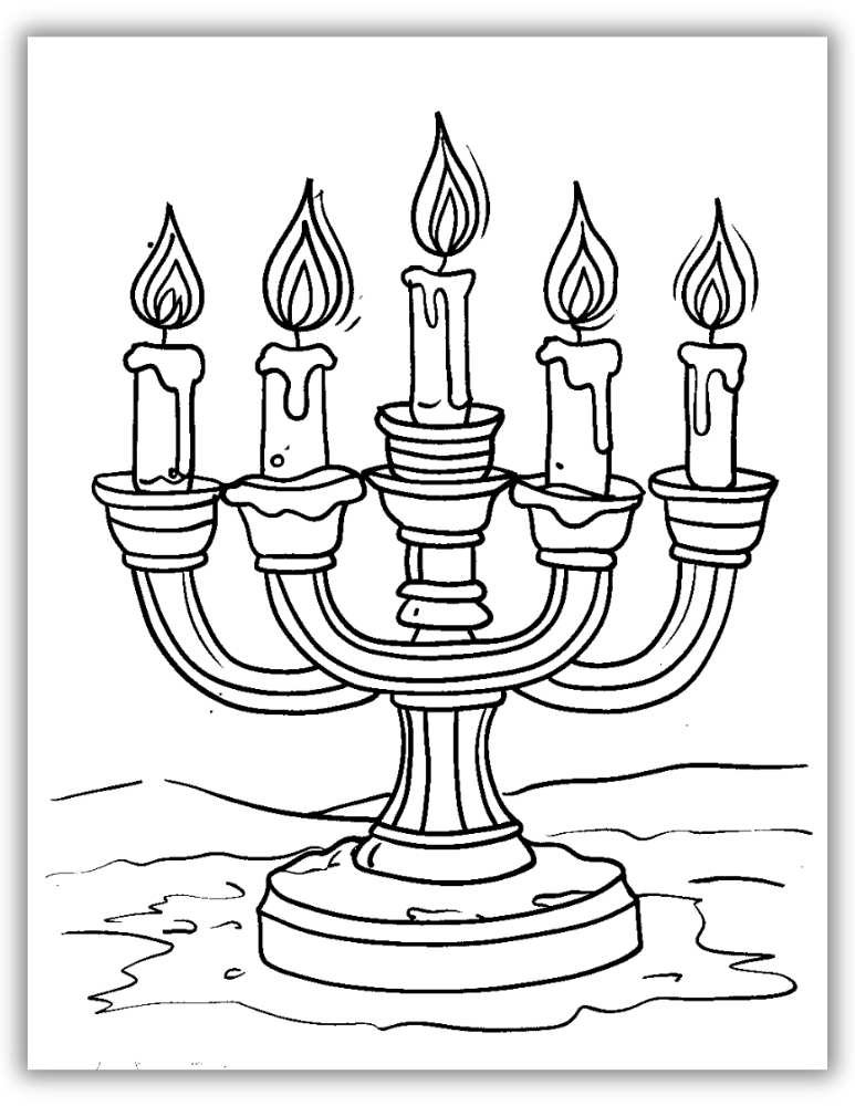 Jewish Holiday Candle Coloring Sheet