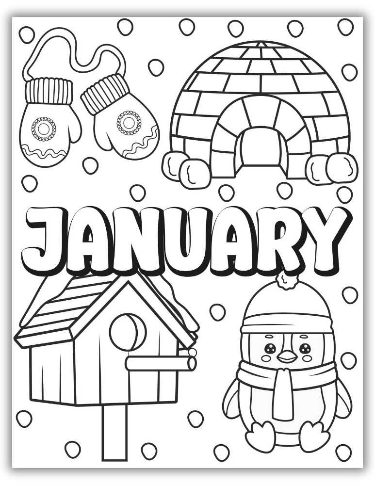 A cozy pair of winter mittens next to a snow-covered igloo surrounded by snowflakes.