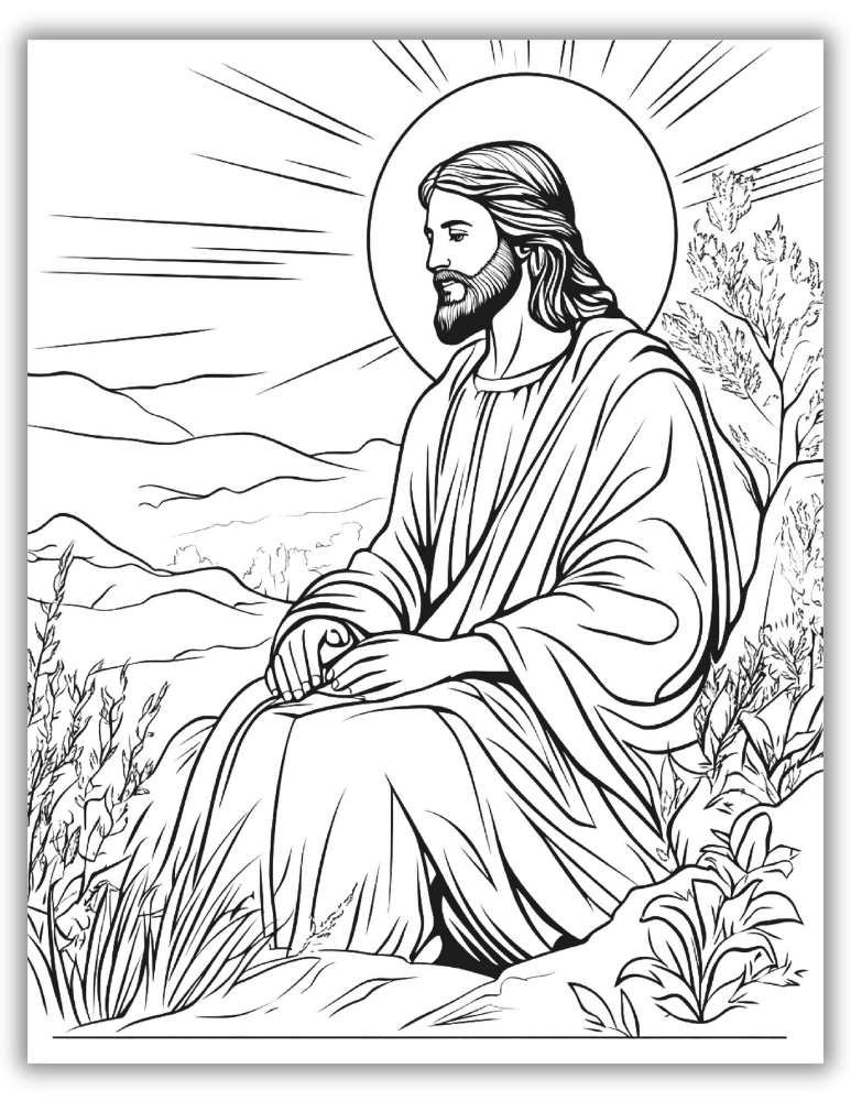 Image of Jesus Sitting Coloring Page