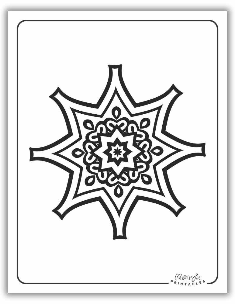 Minimalist geometric mandala printable with clean, sharp patterns.