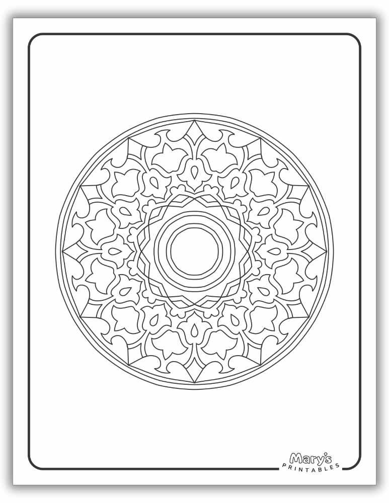 Layered printable geometric mandala pattern designed for a mesmerizing effect.