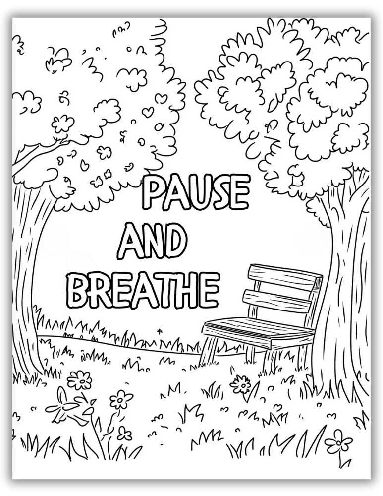 Inspirational Quote to Color – Mindfulness Edition: Pause and Breathe