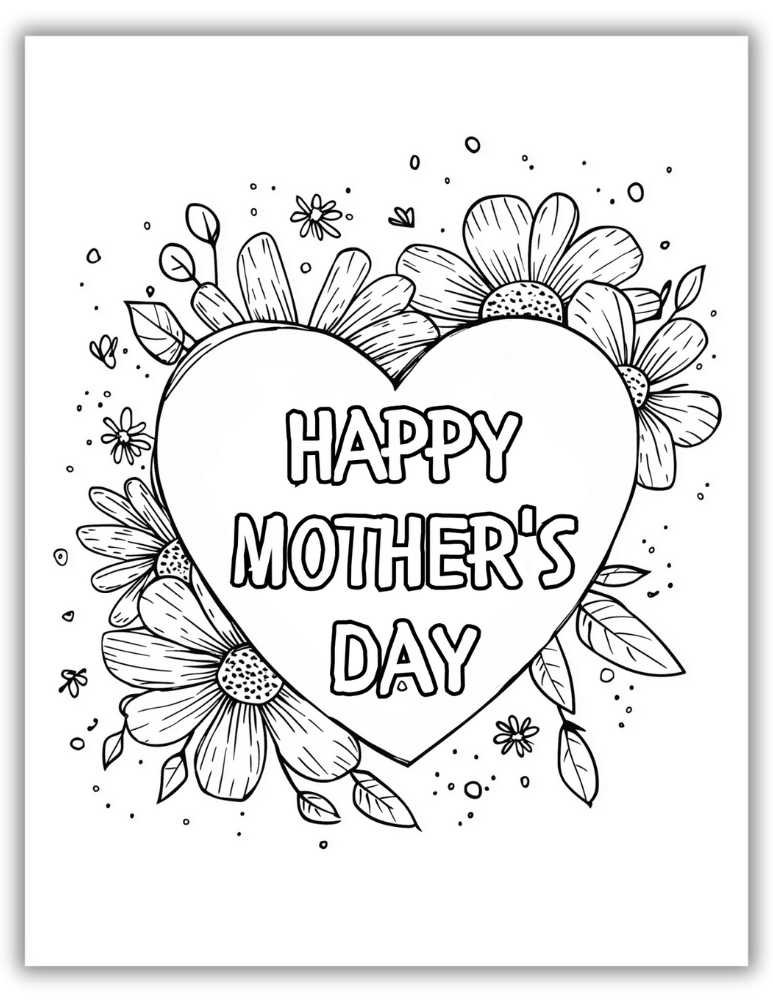 Happy Mother's Day coloring pages printable Floral Heart
